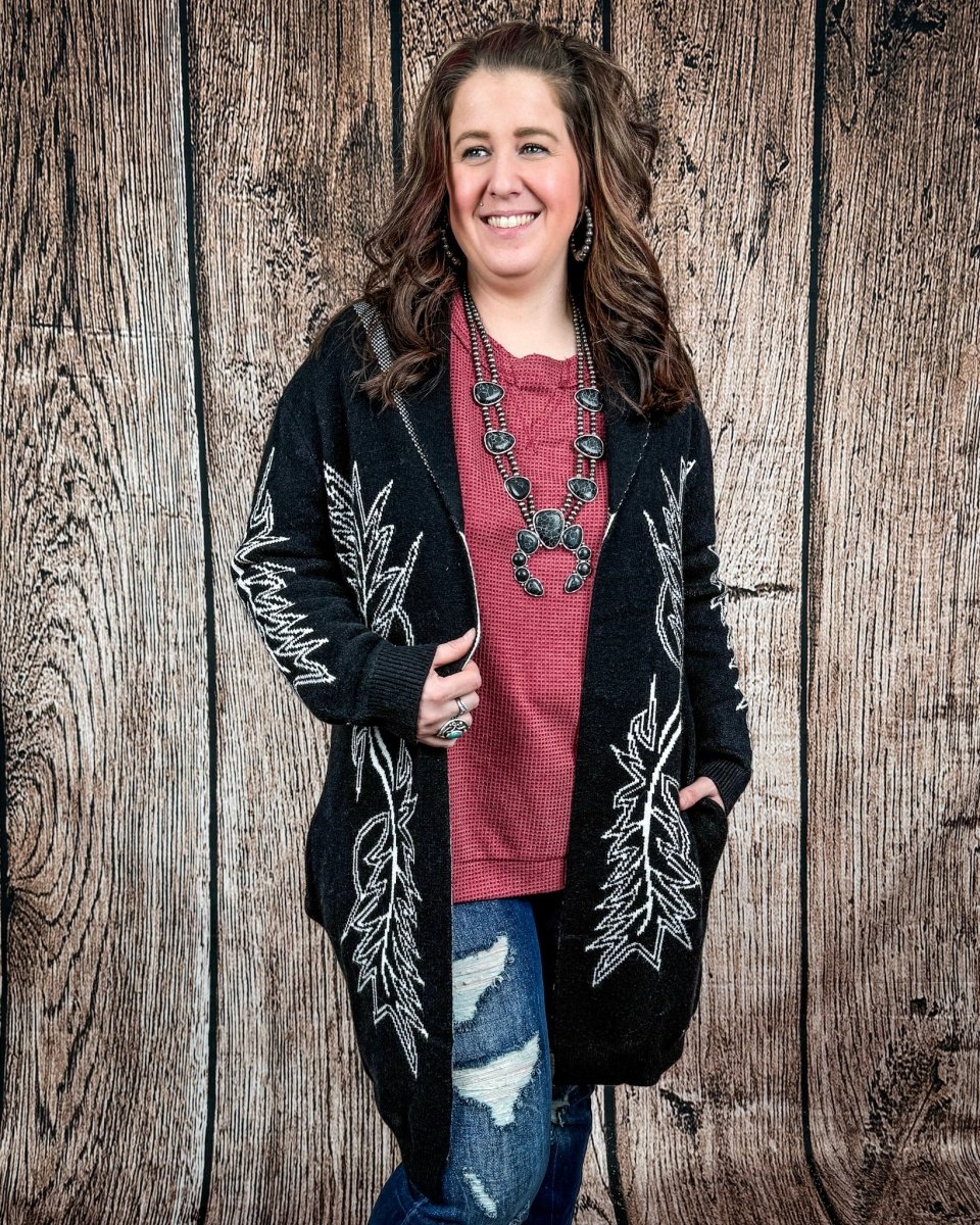 Wilderline Boot Stitch Cardigan in Black by Lucky & Blessed - Image 4