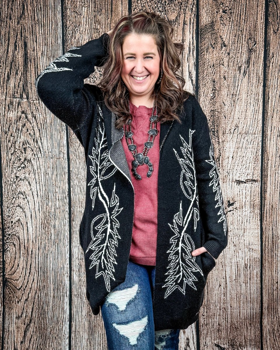 Wilderline Boot Stitch Cardigan in Black by Lucky & Blessed - Image 6