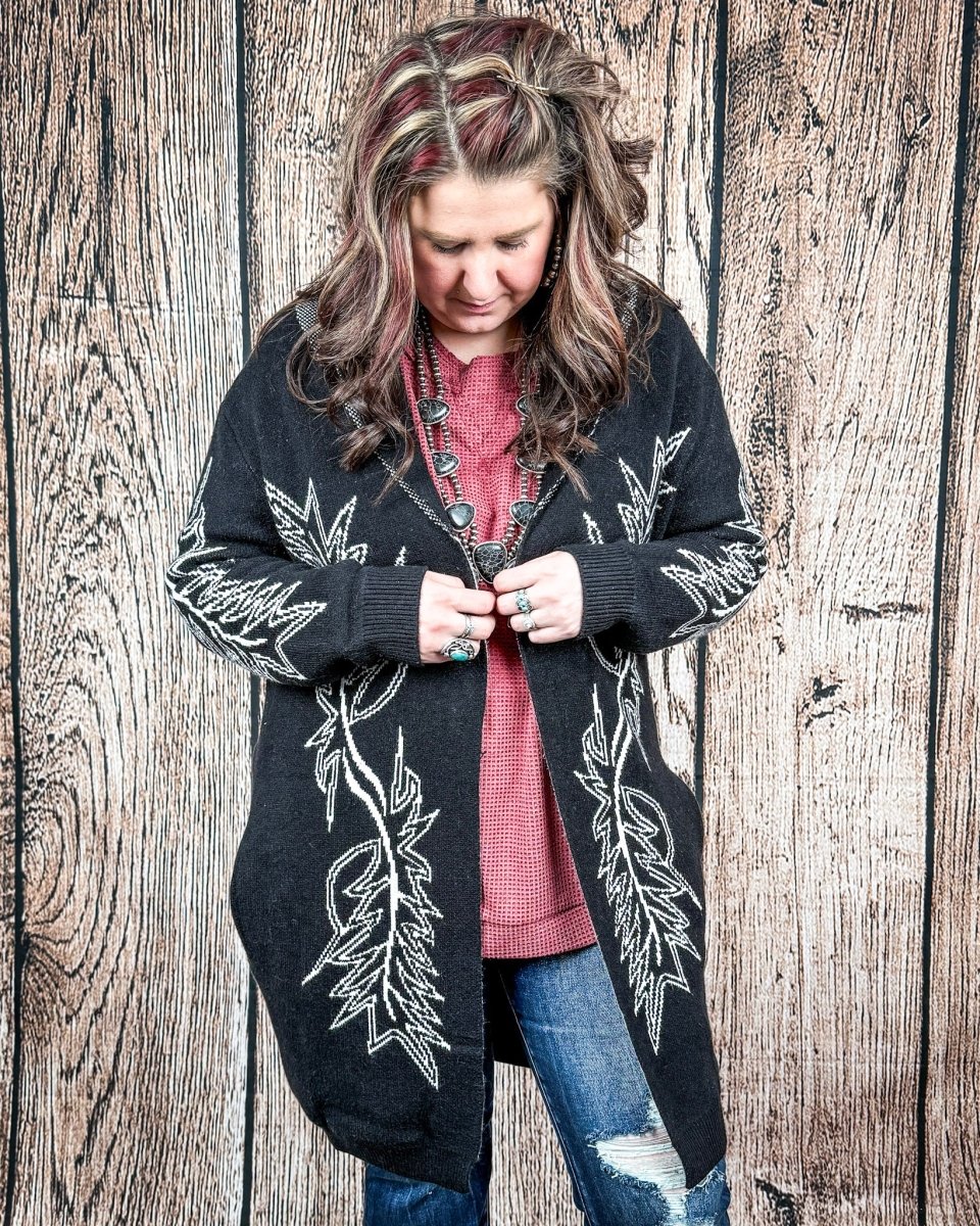 Wilderline Boot Stitch Cardigan in Black by Lucky & Blessed - Image 8