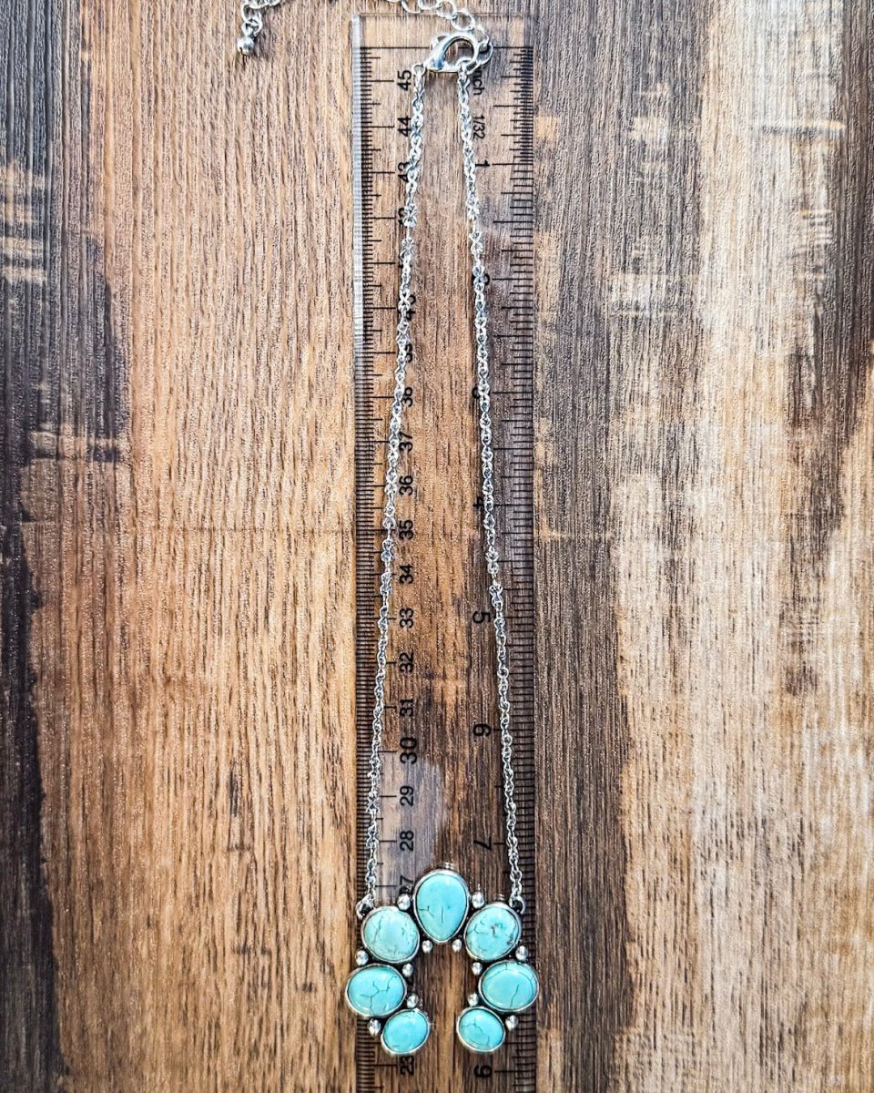 Willow Aqua Stone Squash Blossom Pendant Fashion Necklace - Image 4