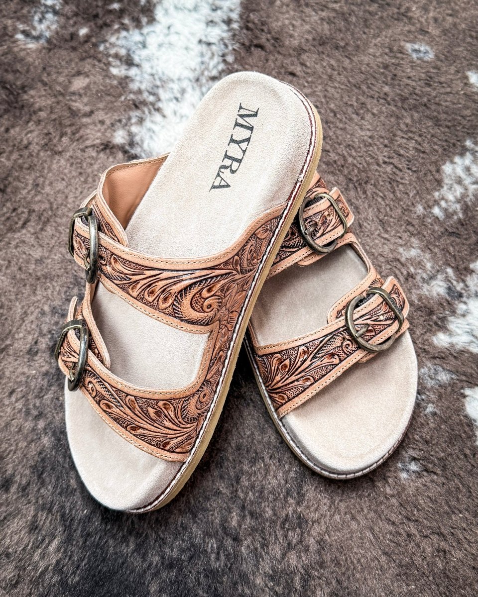 Willow Bloom Western Hand-Tooled Sandals by Myra Bag - Image 4