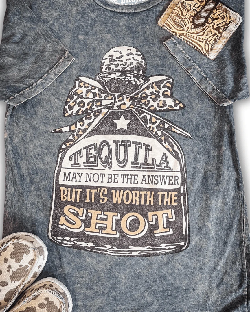 Worth The Shot Graphic Tee - Gray - Image 4